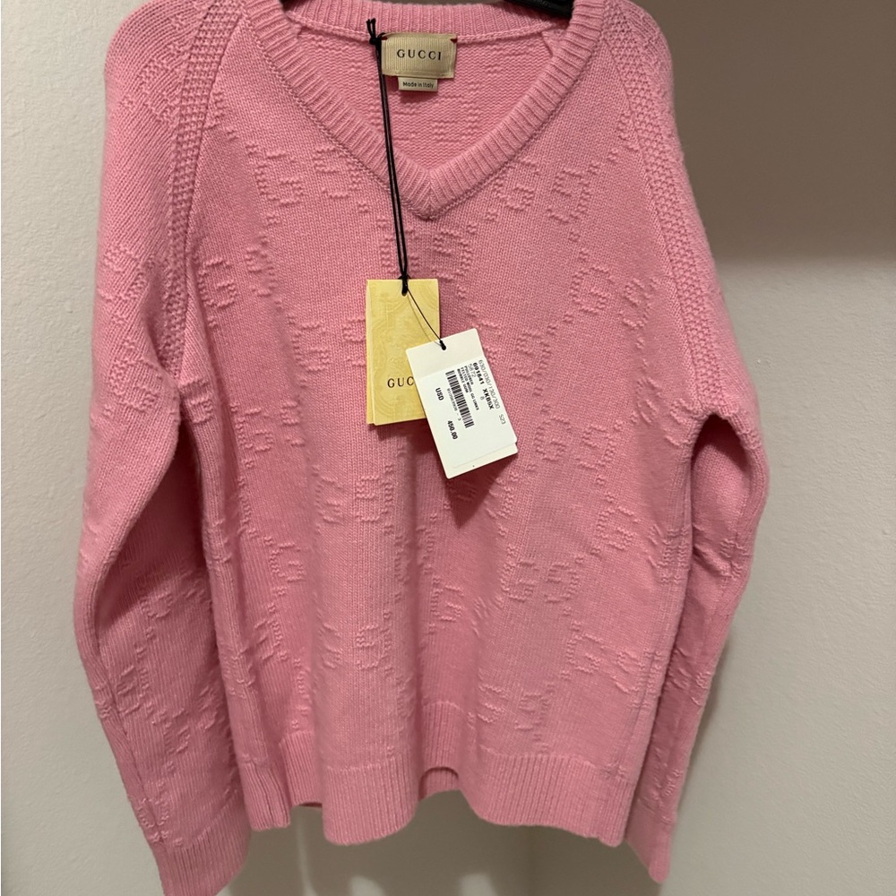 Gucci Soft Pink V-Neck Sweater